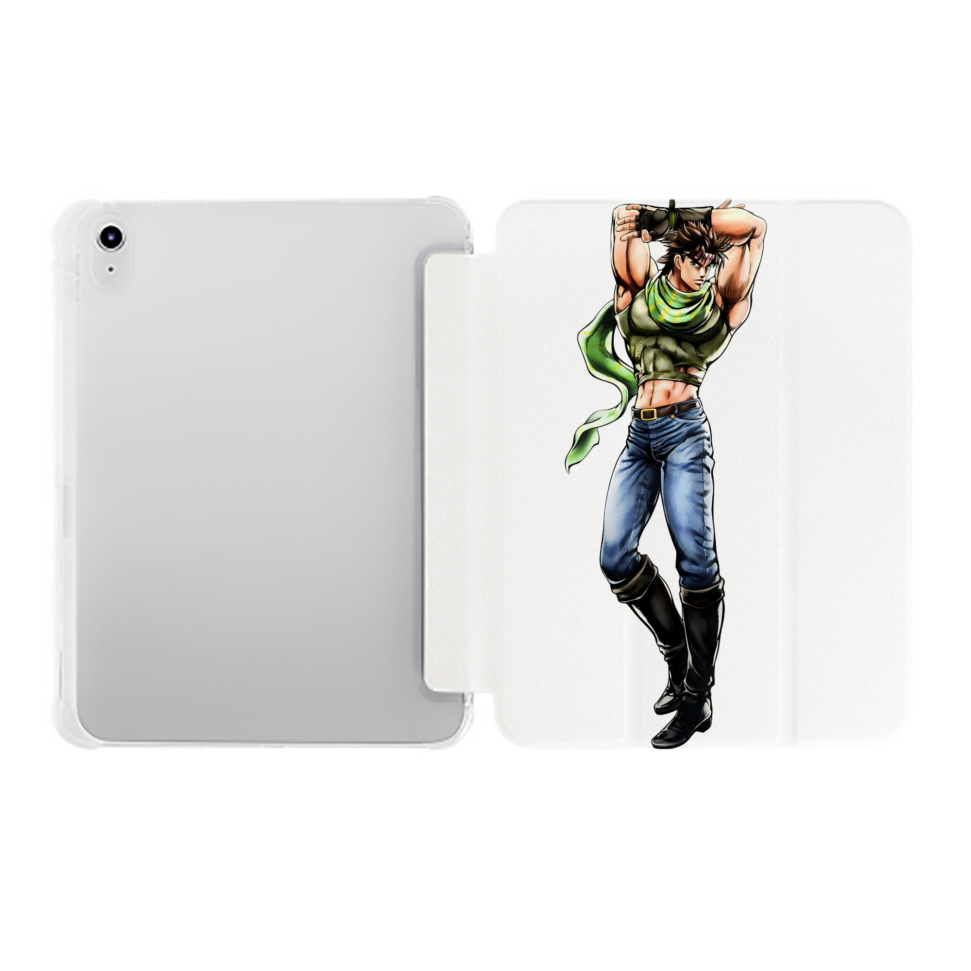（画像用） ジョジョの奇妙な冒険 ジョセフ?ジョースター JoJo's Bizarre Adventure Joseph Joestar IPad ケース ペン収納付き 三つ折りスタンド PUレザー×シリコン 対応機種9.5/10.5/10.9インチ